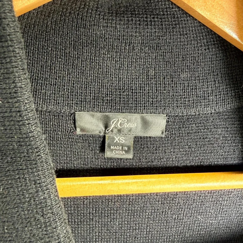 J.Crew Open Cardigan‎ Merino Wool Blend Womens XS Black Knitted Long Sleeve